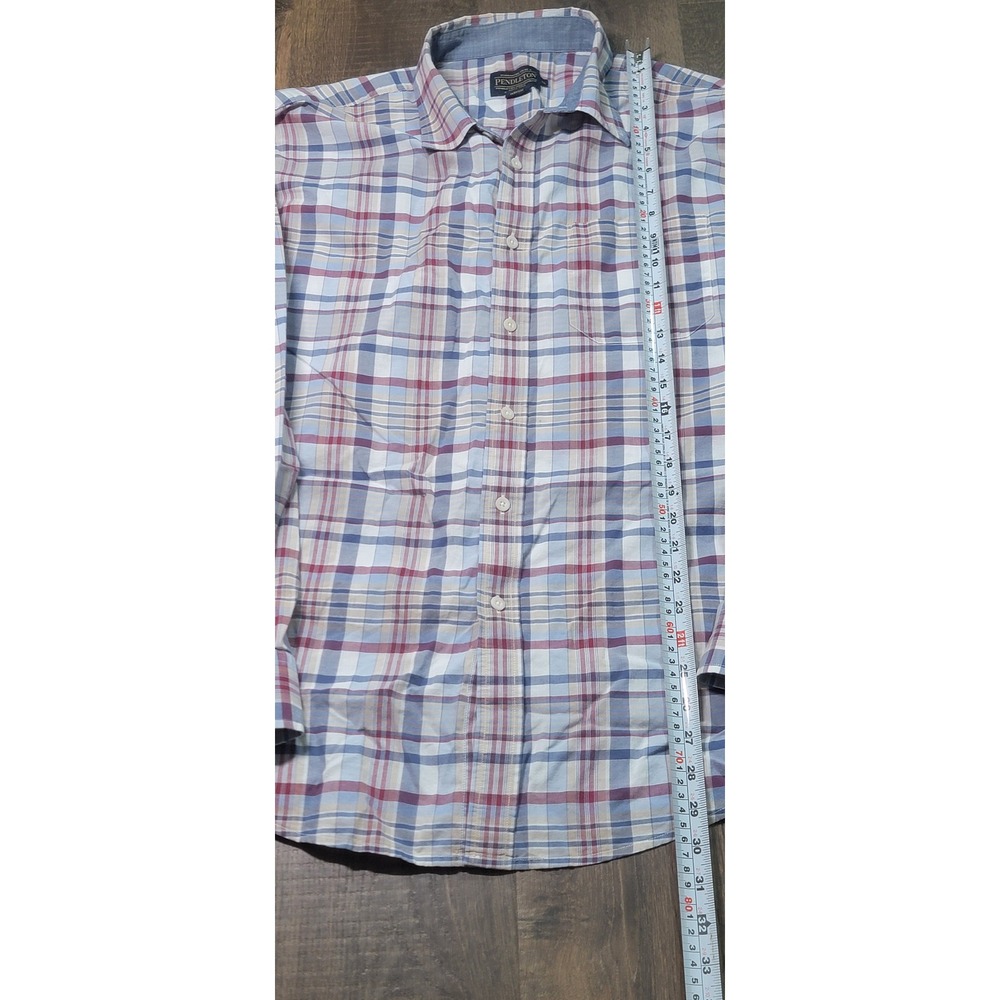 Pendleton Mens XL Plaid Button Down Shirt Long Sleeve Blue Red LBL00020